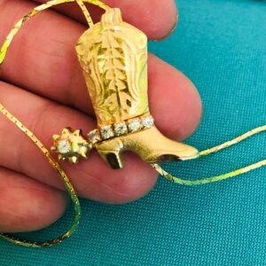 Gold Cowgirl Boot Bolo with Matching Earrings